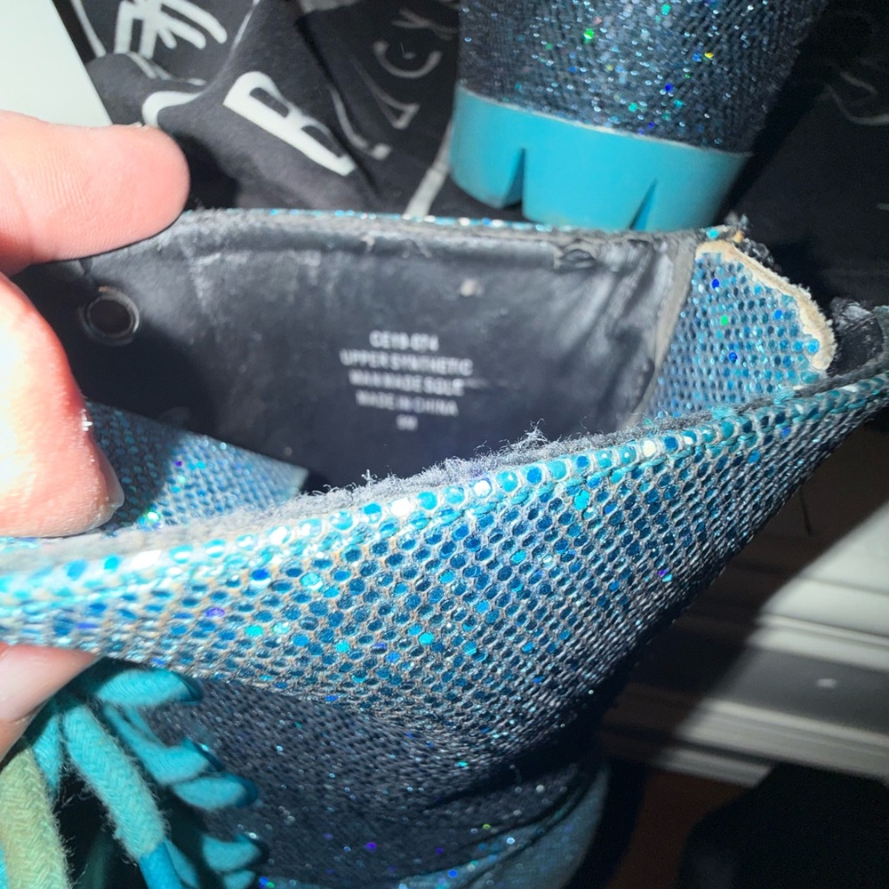 RARE HTF DOLLS KILL CLUB EXX BLUE SPARKLE PLATFORM TRAITOR BOOTS SIZE 9 - Picture 12 of 14